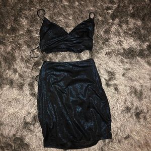 By the way cropped sparkle crop top and skirt set